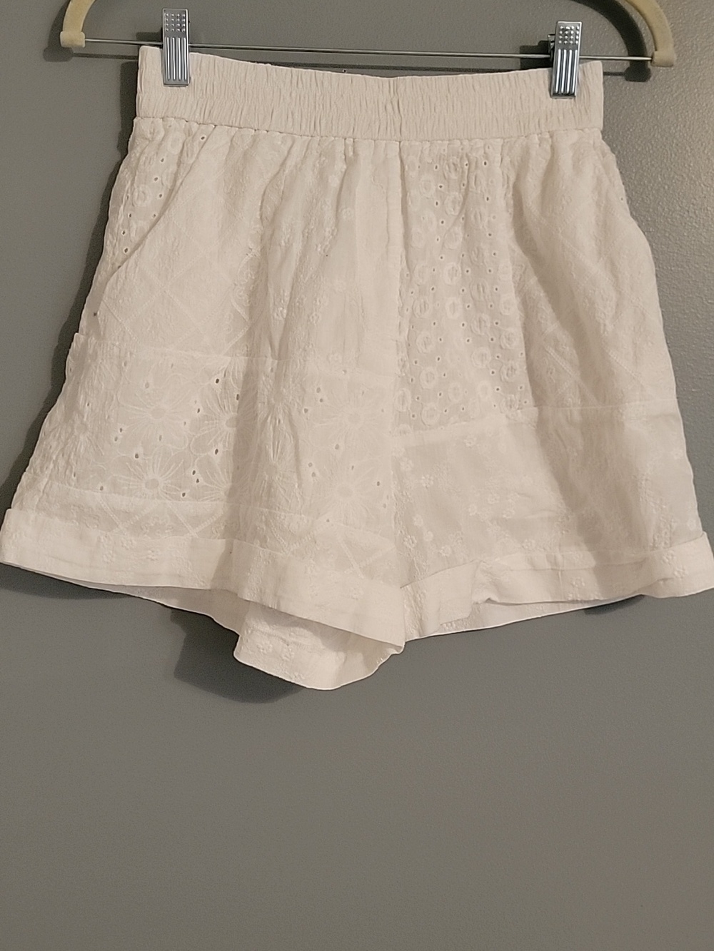 FRNCH Paris Eyelet Shorts with Smocked Waist